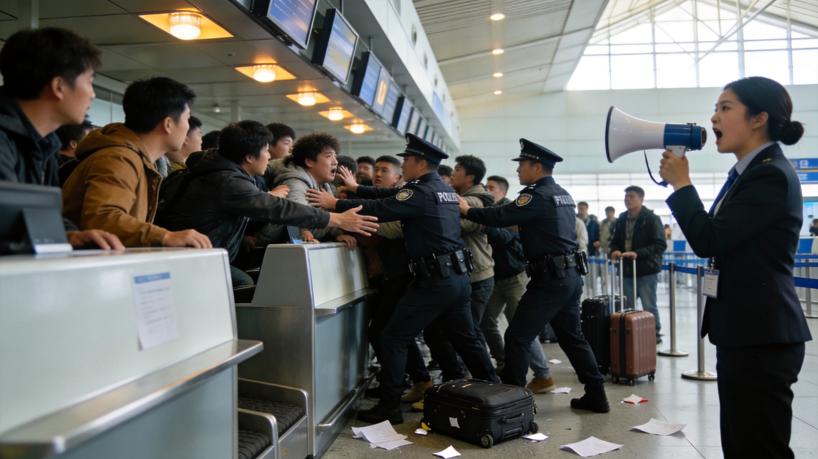 现场直击：机场围堵画面曝光，安保一度失控